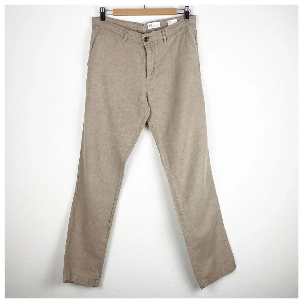 Woman’s GAP Linen Blend Brown Slim Pants Size 31x32